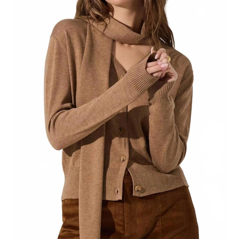 NEW ASTR glynne v-neck scarf cardigan sweater in beige